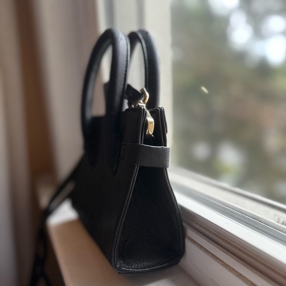 Amiana Black Mini Tote‎ Crossbody w/ Gold Hardware - Picture 3 of 6